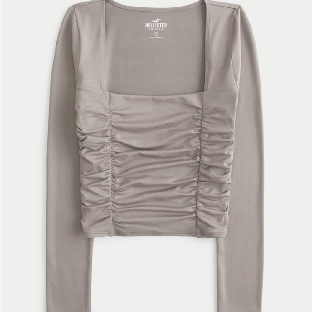 Hollister XS brown long sleeve crop top